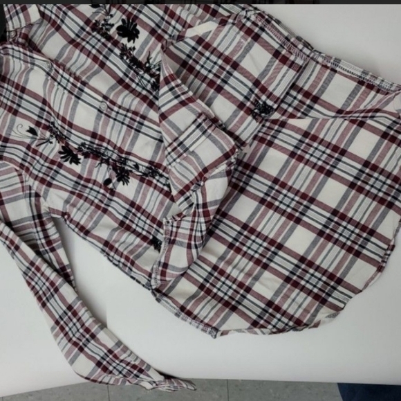 NEW 7 For All Mankind Girls Plaid Flannel Shirt in Zinfandel Plaid L and M - Picture 5 of 11